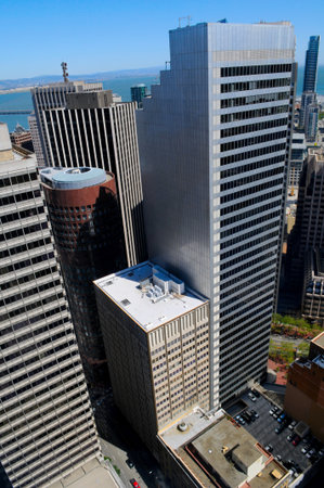 Aerial view of downtown San Francisco, Californiaの写真素材