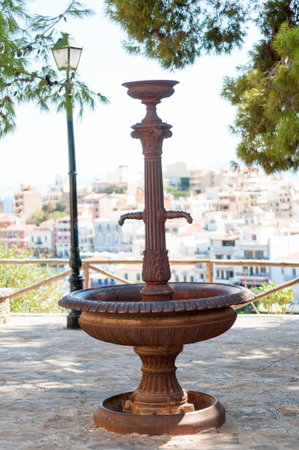 Old Drinking Fountain in Agios Nicolaos, Crete Island, Greeceの写真素材