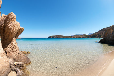 Sand beach vacation, Crete island, Greeceの写真素材