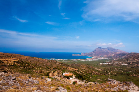 Panoramic view of a Cretan landscape, Greeceの写真素材