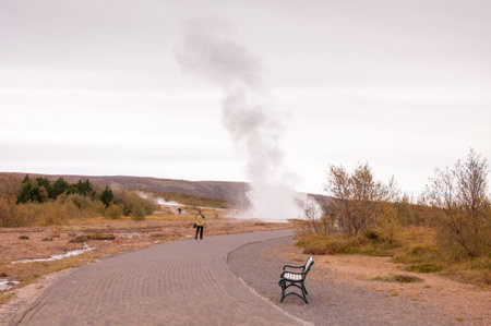 Strokkur geysir in Icelandの写真素材