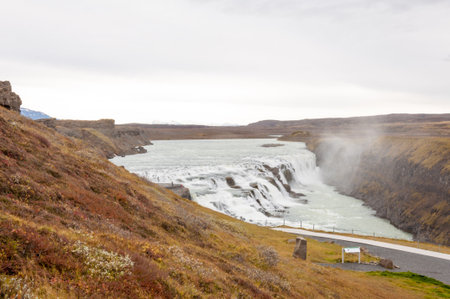Gullfoss waterfall on Hvita river - Icelandの写真素材