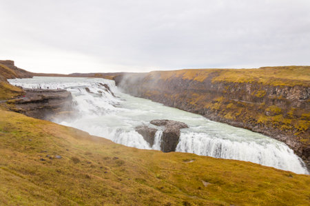 Gullfoss waterfall on Hvita river - Icelandの写真素材