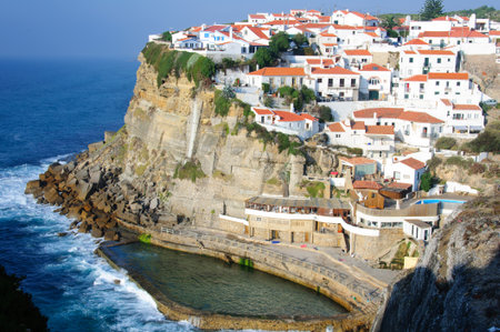 Azenhas do Mar, a beautiful town in the municipality of Sintra, Portugal.のeditorial素材