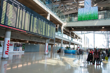 Bangkok, Thailand - May 22, 2014: International arrivals exit at Suvarnabhumi Airport in Bangkok ,Thailandのeditorial素材