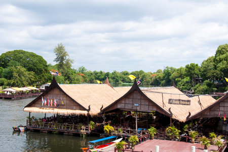 Kanchanaburi, Thailand - May 23, 2014:View over River Kwai, Kanchanaburi province, Thailand.のeditorial素材