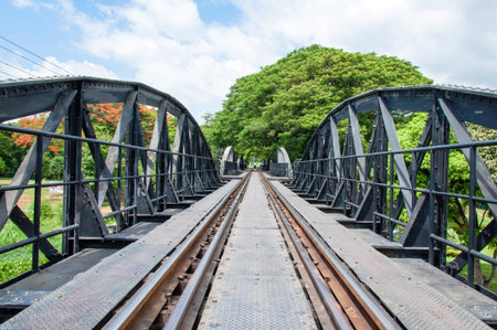 Bridge over the River Kwai in Kanchanaburi province, Thailand.It is part of Death Railway between Thailand and Burmaの写真素材