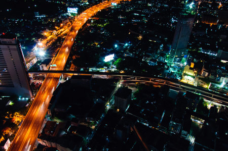 Bangkok, Thailand - May 24, 2014: Night view over Bangkok city, Thailand.Bangkok is the capital and...