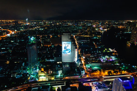 Bangkok, Thailand - May 24, 2014  Night view over Bangkok city, Thailand Bangkok is the capital and the most populous city of Thailand with a population of over eight million のeditorial素材