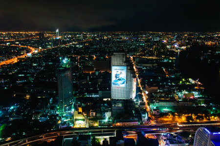 Bangkok, Thailand - May 24, 2014  Night view over Bangkok city, Thailand Bangkok is the capital and the most populous city of Thailand with a population of over eight million のeditorial素材