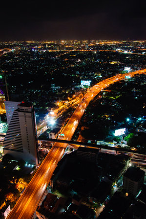 Bangkok, Thailand - May 24, 2014  Night view over Bangkok city, Thailand Bangkok is the capital and the most populous city of Thailand with a population of over eight million のeditorial素材