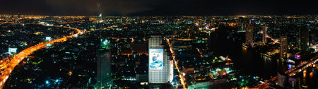Bangkok, Thailand - May 24, 2014  Night view over Bangkok city, Thailand Bangkok is the capital and the most populous city of Thailand with a population of over eight million のeditorial素材