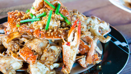 Blue crab cooked in traditional Thai styleの写真素材