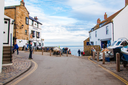 Street View at Robin Hood's Bay North Yorkshire UK.Robin Hoodâs Bay is a small fishing village and a bay located within the North York Moors National Parkのeditorial素材