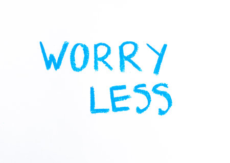 Worry less - colorful hand writing on paper, lifestyle change concept imageの写真素材