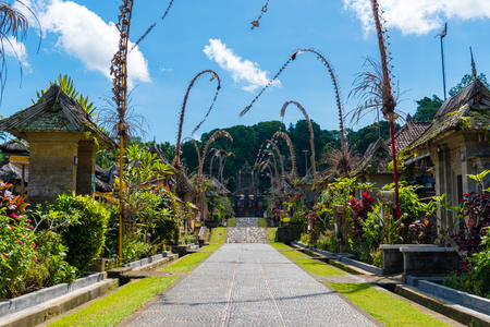 Bali, Indonesia - May 9, 2017 : Penglipuran village, best known for its well-preserved culture and village layout with traditional houses in Bali, Indonesiaのeditorial素材