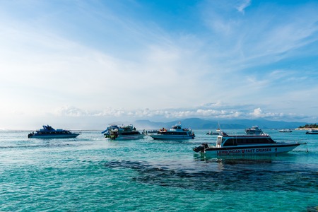 Bali, Indonesia - May 11, 2017: Lembongan tropical island is a main popular balinese attraction, famous for the clear, aqua blue water and activities like diving and snorkelling in Bali, Indonesia.のeditorial素材