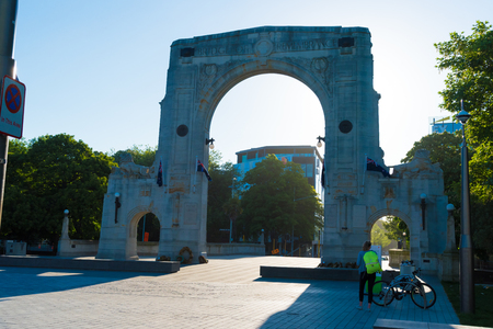 Christchurch, New Zealand - October 31, 2017 :The Bridge of Remembrance war memorial in Christchurch downtown, New Zealand.のeditorial素材