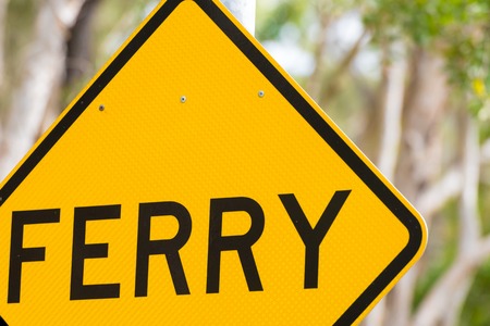 Ferry crossing traffic road sign in Australiaの写真素材