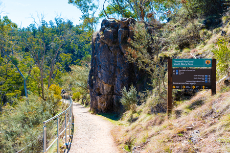 Kosciuszko National Park, NSW, Australia - September 30, 2018 : Trekking path to South Glory Cave, the largest cave in the Yarrangobilly area, Kosciuszko National Park, NSW, Australiaのeditorial素材