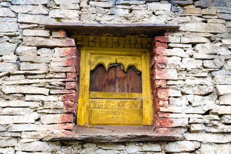 Nar village, Annapurna Conservation Area, Nepal - July 22, 2018 : Traditional architecture in the ancient Tibetan Nar village, Annapurna Conservation Area, Nepalのeditorial素材