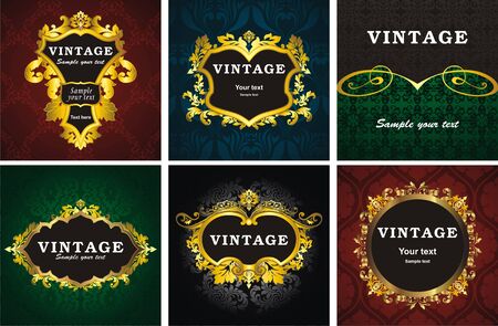 6 vintage style frameのイラスト素材