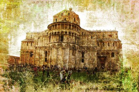 vintage cards - European landmarks - Pisaの写真素材