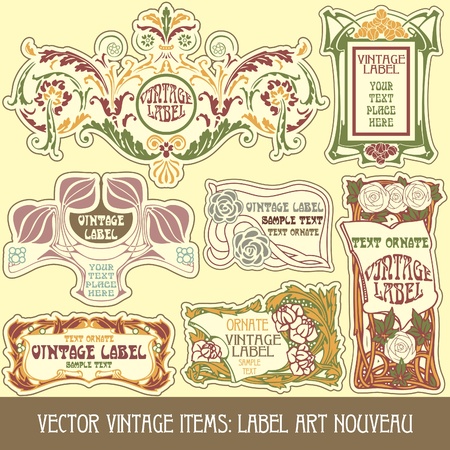vector vintage items: label art nouveauのイラスト素材