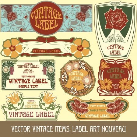  vintage items  label art nouveauのイラスト素材