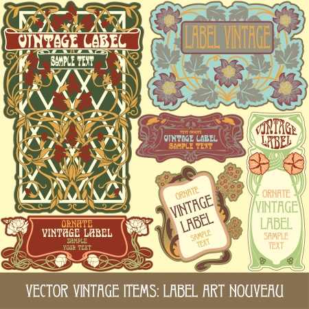 vintage items  label art nouveauのイラスト素材