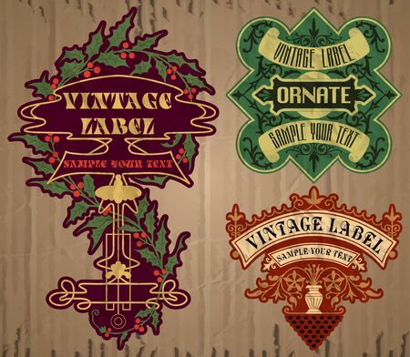 vector vintage items: label art nouveauのイラスト素材