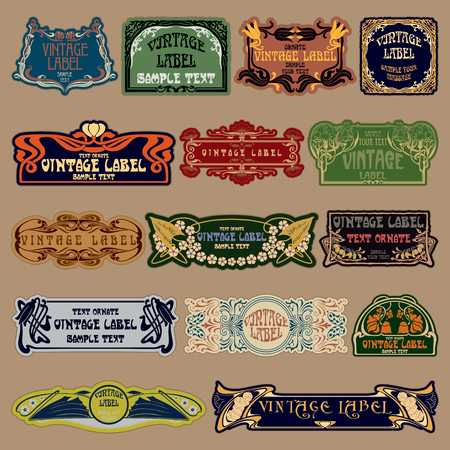 vector vintage items: label art nouveauのイラスト素材