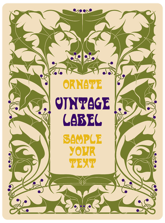 vector vintage items: label art nouveauのイラスト素材