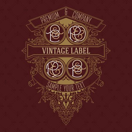 Old vintage card with floral ornament - vectorのイラスト素材