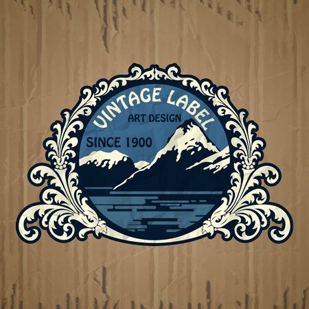 vector vintage items: label art nouveauのイラスト素材