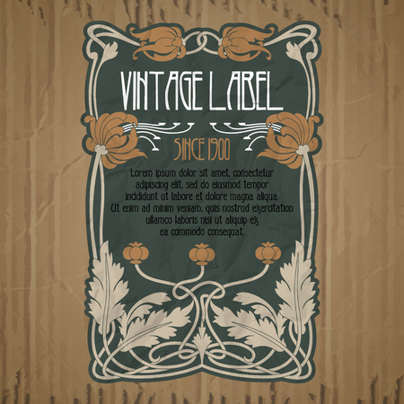 vector vintage items: label art nouveauのイラスト素材