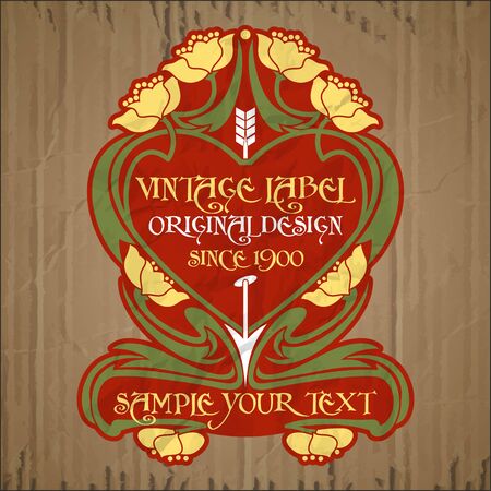vector vintage items: label art nouveauのイラスト素材