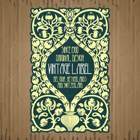 vector vintage items: label art nouveauのイラスト素材