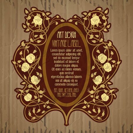 vector vintage items: label art nouveauのイラスト素材