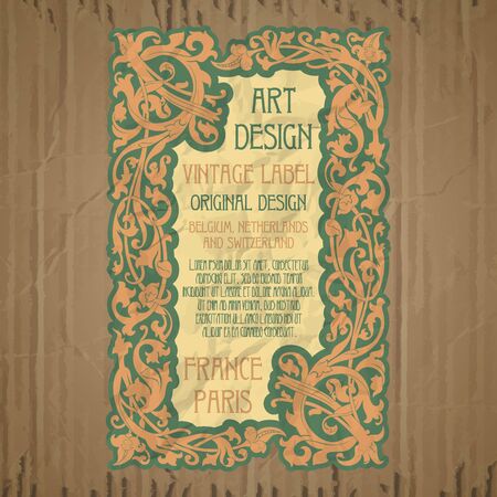 vector vintage items: label Art Nouveauのイラスト素材