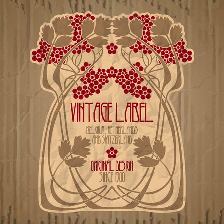vector vintage items: label Art Nouveauのイラスト素材