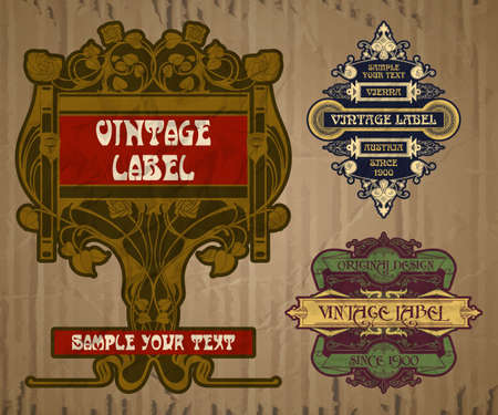 vector vintage items: label art nouveauのイラスト素材