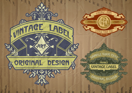 vector vintage items: label art nouveauのイラスト素材