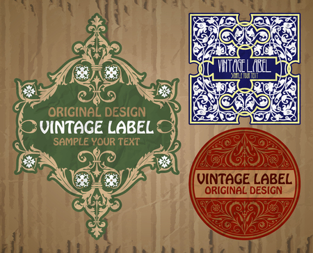 vector vintage items: label Art Nouveauのイラスト素材