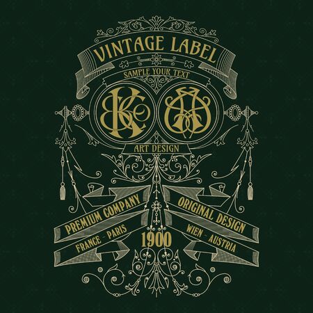 Old vintage card with floral ornament - vectorのイラスト素材