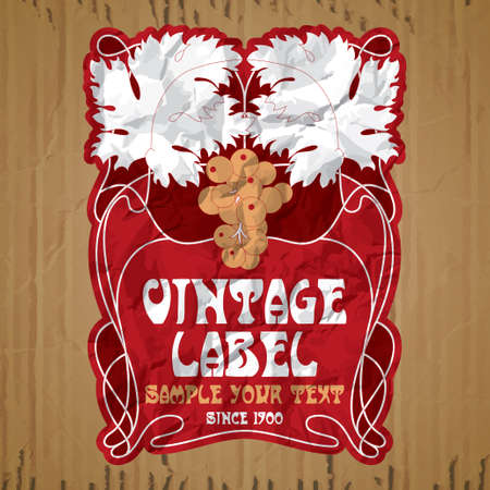 vector vintage items: label art nouveauのイラスト素材