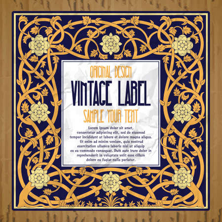 vector vintage items: label art nouveauのイラスト素材