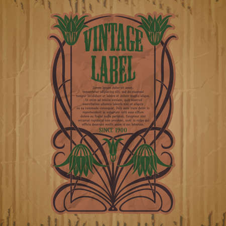 vector vintage items: label art nouveauのイラスト素材