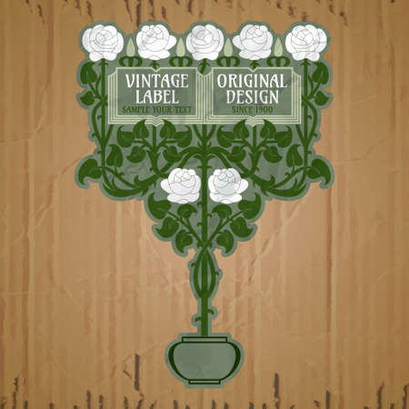 vector vintage items: label art nouveauのイラスト素材