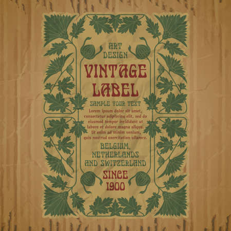 vector vintage items: label art nouveauのイラスト素材